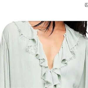 Free People Sweet Darlin Ruffled Minted Jade Maxi dress